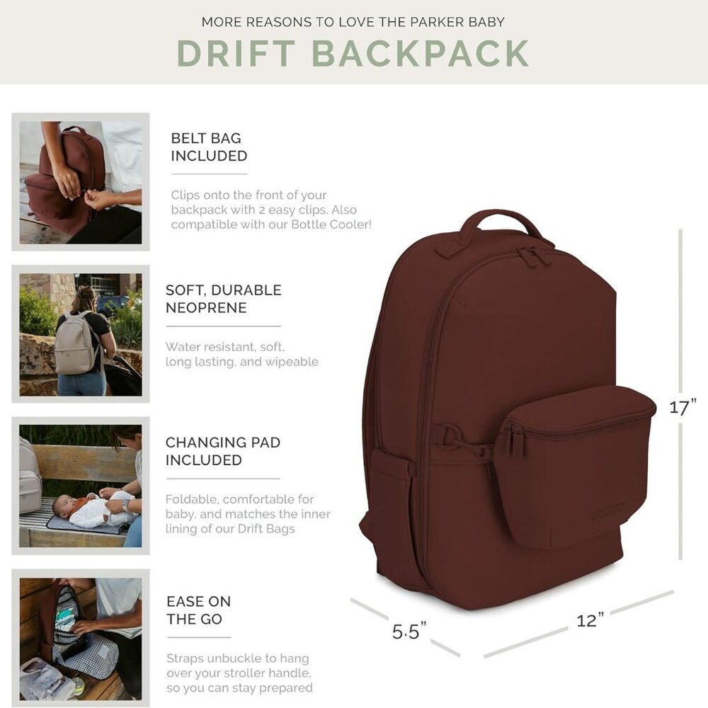 Parker Baby Drift Neoprene Backpack & Belt Bag | Black & Raisin